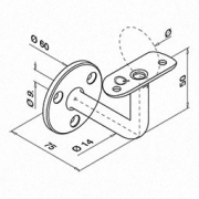 Handrailingsteun wand-buis met kabeltoevoer