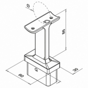 Handrailingssteun square line 60x30 - buis-buis