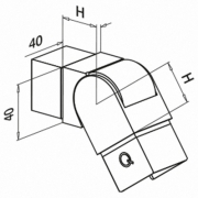 Variabele verbinder 25-55° voor vierkant U-profiel - neergaand