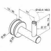 Handrailingsteun glas-buis