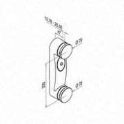 Wandbevestiging voor glas. Model 0760. Hoogte 300mm. Hoek niet instelbaar.