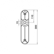 Wandbevestiging voor glas. Model 0760. Hoogte 300mm. Hoek niet instelbaar.