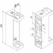 Wandbevestiging square line 40x40