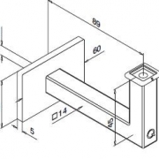 Handrailingsteun square line 40x40 - wand-vlak