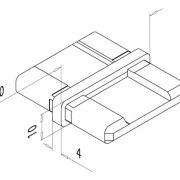Buisverbinder square line 40x10 180° doorlopend