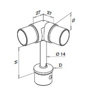 Handrailingsteun 0 - 70° buis-buis-buis - D 42.4