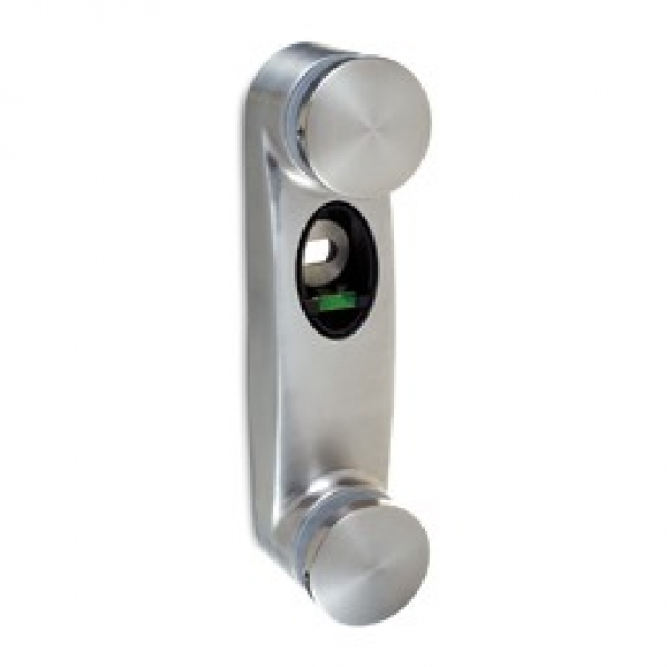 Wandbevestiging voor glas. Model 0762. Hoogte 200mm. Hoek niet instelbaar.