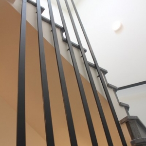 trapleuning met verticale staven in staal